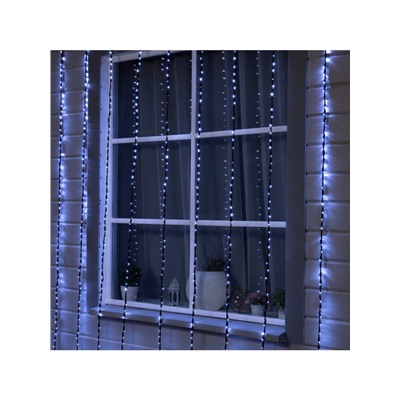 Гирлянда «Водопад» 2×3 м, IP44, УМС, тёмная нить, 800 LED, свечение белое, 8 режимов, 220 В