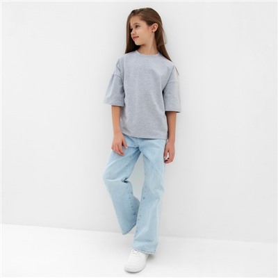 Футболка детская однотонная MINAKU: Basic Line, цвет серый меланж, однотонная, рост 116 см