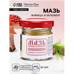 Мазь натуральная заживляющая Живица и мухомор, «Святая рука», 30 мл