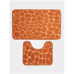 Коврики для ванной и туалета Доляна «Камни», 2 шт., 40×50, 50×80 см, бежевые