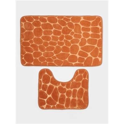 Коврики для ванной и туалета Доляна «Камни», 2 шт., 40×50, 50×80 см, бежевые