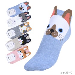 Носки р. 35-40 Кошка короткие / L807 /уп 10/1200/ ОДНА ПАРА/ МАРКА