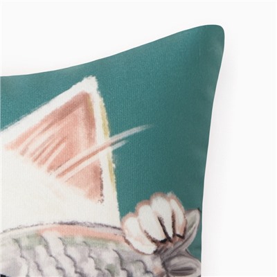 Подушка декоративная «Этель. Счастливый котик», 40×40 см, велюр