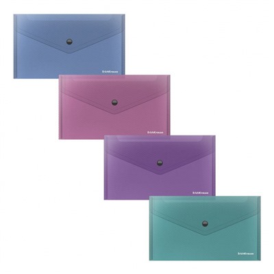 Папка с кнопкой  А6 180мкм "Алмаз Сияние" полупрозрачная ассорти 47122 ErichKrause