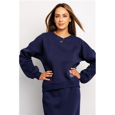 Свитшот худи оверсайз кофта с начесом 387DNV (Темно-синий)