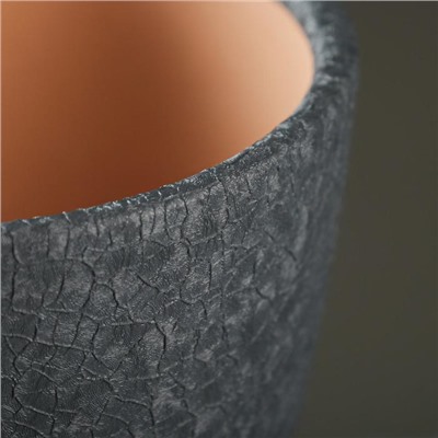 Горшок для цветов «Шёлк», 1 л, d=15 см, h=13 см, керамический, с поддоном, серый