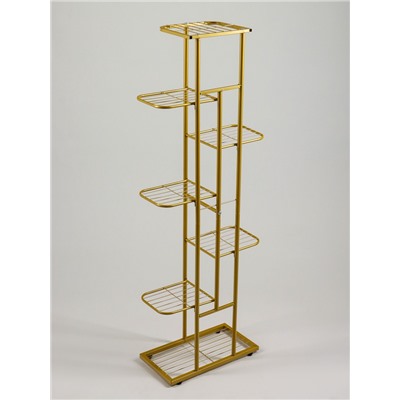 Подставка для цветов Greengo, 7 полок, 43×22×126 см, напольная, металл, цвет золотой