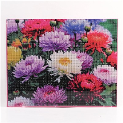 УЦЕНКА Алмазная вышивка полное заполнение «Астры», на раме, 40×50 см