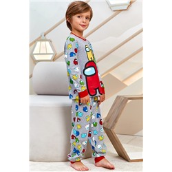 Пижама д/мал детская (фуфайка дл/рук, брюки) Juno AW21BJ631 Sleepwear Boys серый меланж амонг