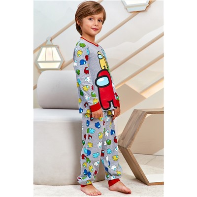 Пижама д/мал детская (фуфайка дл/рук, брюки) Juno AW21BJ631 Sleepwear Boys серый меланж амонг