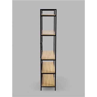 Стеллаж металлический для склада, 5 полок, дерево, 174×89×33 см, чёрный