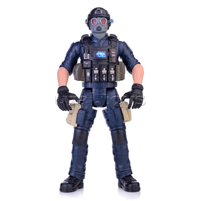 Солдат 31 см с оружием "Настоящий боец" BOX 40,5x15x6,5см, спецназовец в противогазе