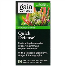 Gaia Herbs, Quick Defense, 40 веганских капсул Liquid Phyto-Caps