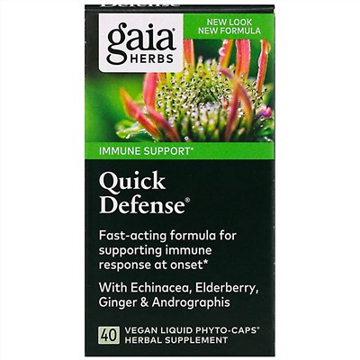Gaia Herbs, Quick Defense, 40 веганских капсул Liquid Phyto-Caps