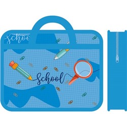 Папка пластиковая А4 на молнии с ручками 33х26х7,5 см ПМ-А4-25 "ШКОЛА" Пчелка