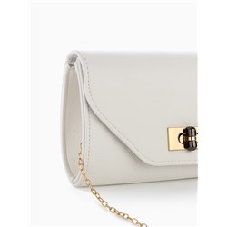 УЦЕНКА Сумка жен 24×4.5×11 см, отд на клапане, дл ремень цепь, белый