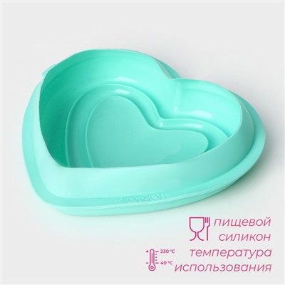 Форма для муссовых десертов и выпечки Доляна «Сердце», силикон, 22×20×7 см, МИКС