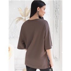 Футболка оверсайз с принтом стразами из премиального хлопка с эластаном