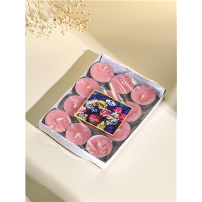 Набор свечей ароматических чайных 12 шт., d=37 мм, 15 г, 4 ч. горения, садовые цветы