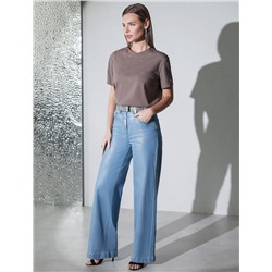 Нарядная футболка с принтом стразами из премиального хлопка с эластаном