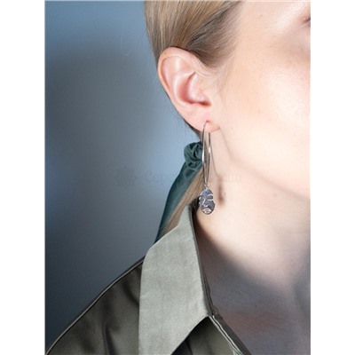 Серьги-конго из серебра родированные (2 в 1), 4 см 925 пробы 2-182-4,0р-17