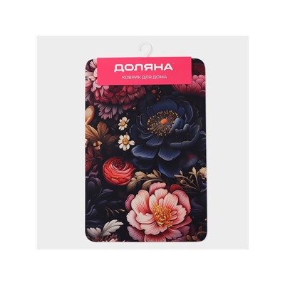Коврик для дома Доляна Black Flowers, влаговпитывающий, 40×60 см