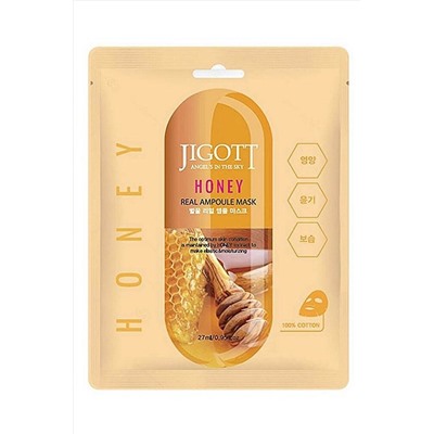 Jigott Ампульная тканевая маска с прополисом и мёдом / Honey Real Ampoule Mask, 27 мл УЦЕНКА KRISTALLER, 1217347