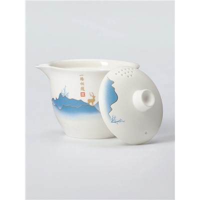 Набор для чайной церемонии ДЖЕКИЧАЙ «Инуяма», 6 предметов, на 3 персоны, чашка 50 мл, чайник 120 мл, керамика, белый