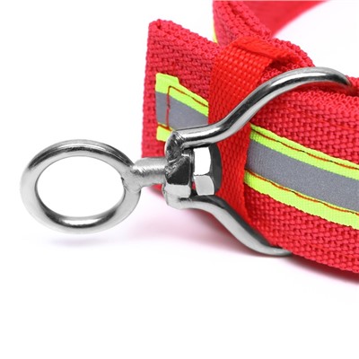 Ошейник четырехслойный светоотражающий с вертлюгом, 65×4 см, красный