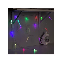 Гирлянда «Нить» 3 м с насадками «Сосульки 7.5 см», IP20, прозрачная нить, 20 LED, батарейки AAх3 (нет в комплекте), свечение мульти