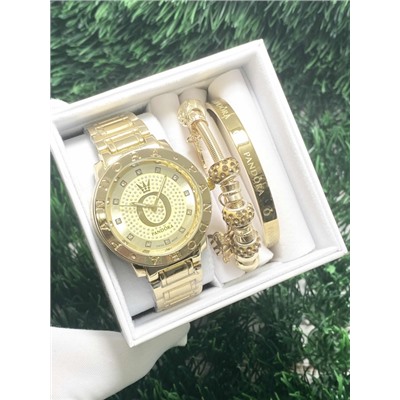 Подарочный набор для женщин часы, 2 браслета + коробка #22864416