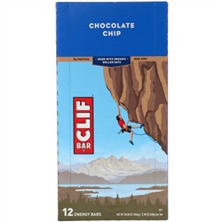 Clif Bar, Энергетический батончик с шоколадной крошкой, 12 батончиков, весом 68 г (2,40 унции) каждый