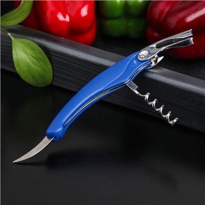 Штопор складной Доляна «Акула», нержавеющая сталь, МИКС