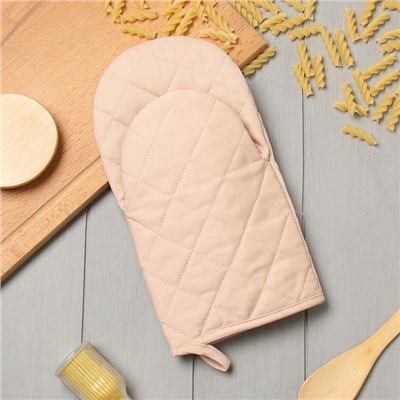 Варежка-прихватка «Этель» Kitchen, бежевая, 15×28 см, саржа, 100% хлопок