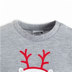 Костюм детский (джемпер, брюки) «Крошка Я» Merry Xmas, рост 62-68 см, серый