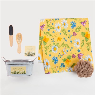 Набор подарочный «Этель» Enjoy life, 5 предметов, полотенце, мочалка, расчёска