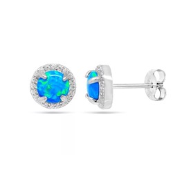 Серьги из серебра опал синий, МОВ0295