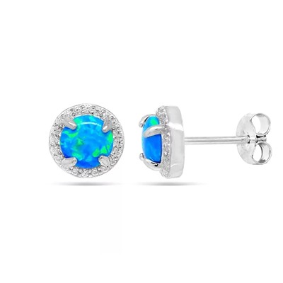 Серьги из серебра опал синий, МОВ0295
