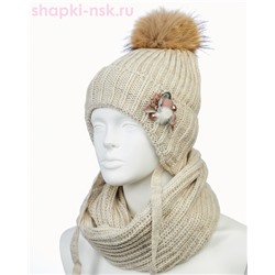 02-14-S (E) Комплект для девочки (шапка+снуд) (52-54)