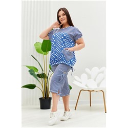 Костюм 9204 (Полоса горох джинс)