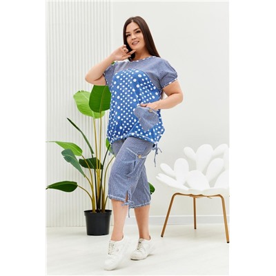 Костюм 9204 (Полоса горох джинс)