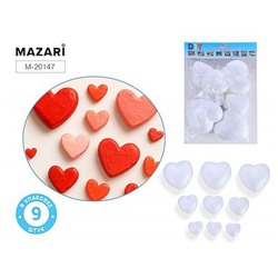 Набор пенопластовых заготовок для декора "Сердце" 9 шт. M-20147 Mazari