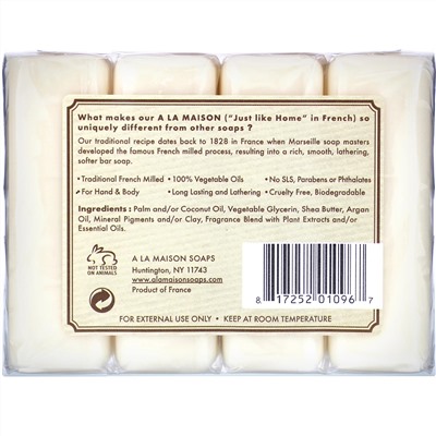 A La Maison de Provence, мыло для рук и тела, сладкий миндаль, 4 бруска по 100 г (3,5 унции)
