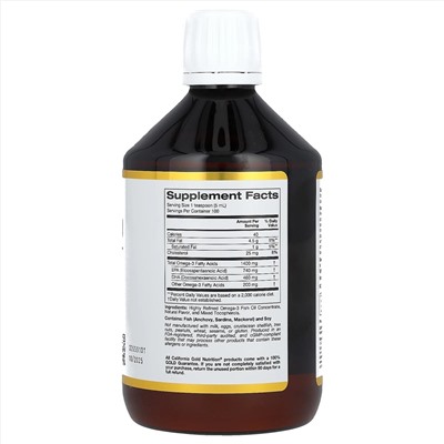 California Gold Nutrition, норвежский рыбий жир с омега-3, с натуральным лимонным вкусом, 500 мл (16,9 жидк. унции)