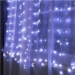 УЦЕНКА Умная гирлянда «Занавес», 2×2 м, IP20, 400 LED, USB, приложение, серебристая нить, свечение RGB