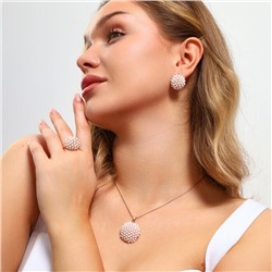 Комплект ювелирная бижутерия коллекция "Дубай"  кулон и кольцо 19 р, покрытие: позолота, вставка: бусины, цвет: белый, арт.08.3272 (314.641-19)