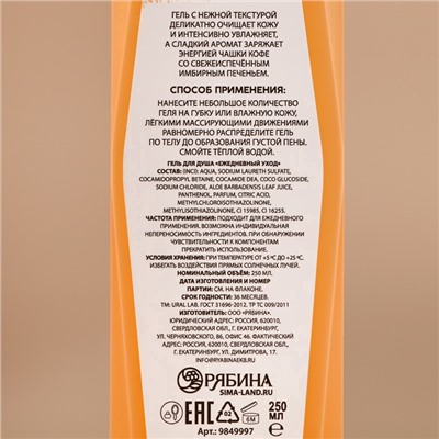 Гель для душа, 250 мл, аромат имбирного печенья, URAL LAB