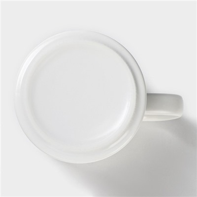 Кружка с ложкой «Белый мрамор», 350 мл, керамика, белая