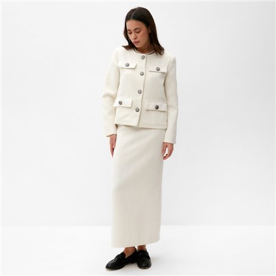 Юбка макси женская твидовая MIST р.42, молочный