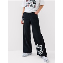 Брюки текстильные джинсовые для девочек